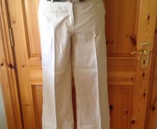 BNWT Size 8 Long Stone Couloured Linen Cotton Trousers