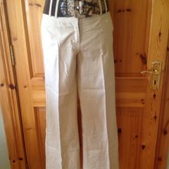 BNWT Size 8 Long Stone Couloured Linen Cotton Trousers