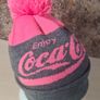Coca Cola beanie bobble hat pink and grey pom pom Coke Image 3