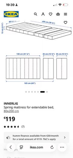 Mattress for extendable ikea bed