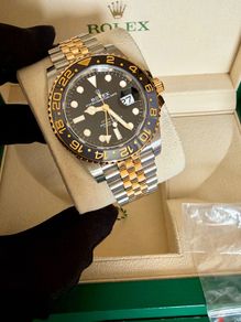 Rolex GMT-Master II Black Dial 126713GRNR 18k Two Tone YG Jubilee Bracelet