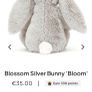 New JELLYCAT Medium Silver Blossom Bunny Bloom Image 3