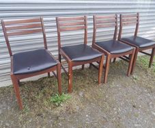 Set of 4 Mid Century Teak Ladder Back Dining Chairs