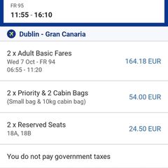 Flights Dub - Gran Canaria RETURN