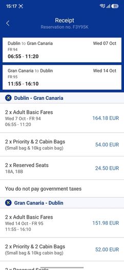 Flights Dub - Gran Canaria RETURN