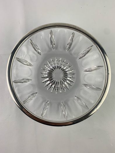Vintage Hermann Bauer crystal bowl with silver rim