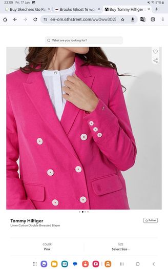 Tommy Hilfiger - Blazer - Pink - Linen Cotton - Fits UK 10 to 12 - BNWT RRP 300