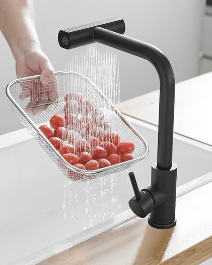 Black modern kitchen tap
