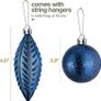 Midnight Blue Christmas Ball Ornaments for Christmas Decoration Baubles-24 Pieces Xmas Tree Shatterproof Ornaments with Hanging Loop for Holiday and Party Decoration(Combo 8 Ball and Shaped Styles) Image 2