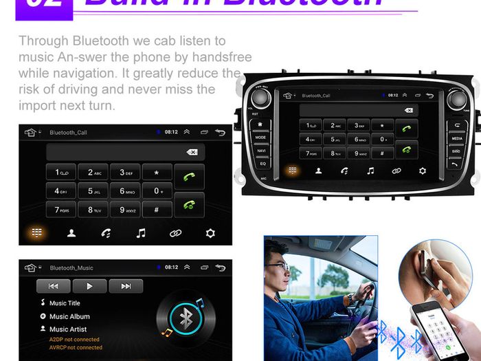 4G Android 8.1 2 Din Car Radio bluetooth multimedia video player For Ford Focus S-Max Mondeo 9 Kuga Galaxy C-Max navigation GPS audio 2din