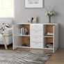 Sideboard High Gloss White 120x35,5x75 cm Chipboard Image 3