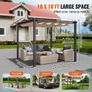 10'x10' Outdoor Retractable Pergola with Sun Shade Canopy Aluminum Beige Image 4