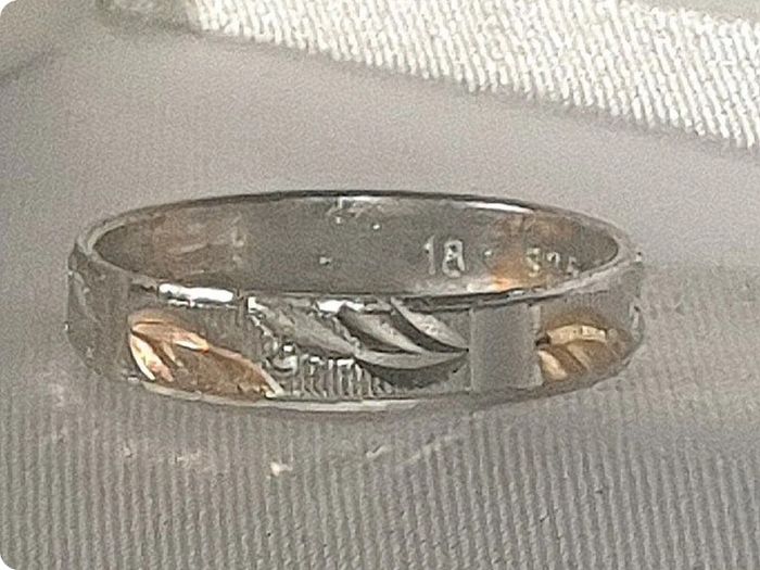 Vintage Silver Wedding Band with 18k Accents