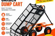Heavy Duty Garden Dump Cart 399kg Metal Utility Wagon with Dump Function