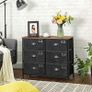 _Fabric Dresser, Large 6 Drawer Console, Clothes Storage Cabinet, Industrial Style, Metal Frame, Wood Surface, for Bedroom, Hallway, Rustic Brown and Black Image 3