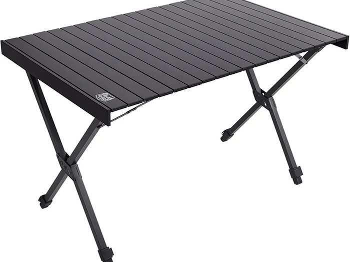 Folding Camping Table Fold up Height Adjustable Garden Table, 108x71cm Portable Roll up Picnic Table Support 100kg Aluminum 4ft Desk for Outdoor BBQ Caravan Dining Backyard(Black)