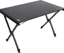 Folding Camping Table Fold up Height Adjustable Garden Table, 108x71cm Portable Roll up Picnic Table Support 100kg Aluminum 4ft Desk for Outdoor BBQ Caravan Dining Backyard(Black)