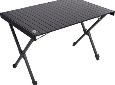 Folding Camping Table Fold up Height Adjustable Garden Table, 108x71cm Portable Roll up Picnic Table Support 100kg Aluminum 4ft Desk for Outdoor BBQ Caravan Dining Backyard(Black)