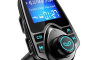 FM Transmitter, Bluetooth FM Transmitter Radio Adapter Car Kit with 5V 2.1A USB Car Charger MP3 Player Support TF Card USB Flash Drive, Aux Output and Input - Black