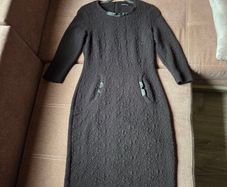 Black formal dress with leather details size 10