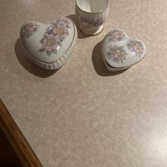 Royal Tara Irish Floral Blossom 2Heart trinket boxes & Egg Cup
