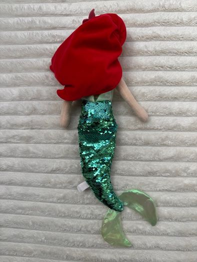 TY Sparkle Disney Ariel the Little Mermaid aprox. 40 cm.  Plush Princess Beanie Sequins Used Damaged Please see photos