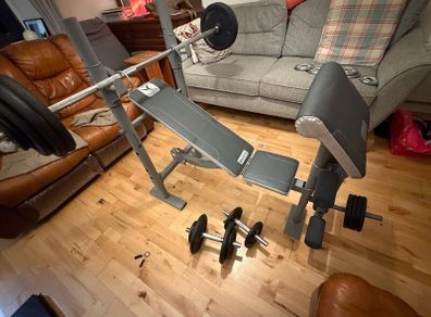 Adjustable Weight Bench & Complete Home Gym Set