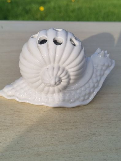 Italian ceramic snail flower holder