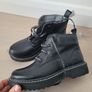 Black real leather lace ankle boots. New. Size 34EUR/ 2UK Image 3