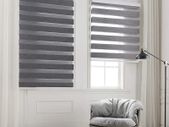 Day and Night Zebra Roller Blind Double Fabric Translucent or Blackout Vision Curtains for Window and Door with Aluminium Cassette(Grey 45x150)