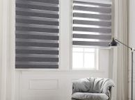 main image for ad Day and Night Zebra Roller Blind Double Fabric Translucent or Blackout Vision Curtains for Window and Door with Aluminium Cassette(Grey 45x150)