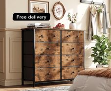 Chest of Drawers, Fabric Dresser for Bedroom with 10 Drawers