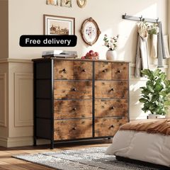 Chest of Drawers, Fabric Dresser for Bedroom with 10 Drawers