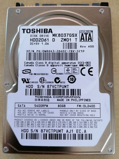 Toshiba MK8037GSX 80 GB Notebook hard disk