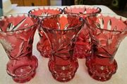 Vintage ruby red crystal bud vase