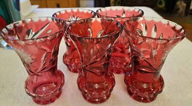 Vintage ruby red crystal bud vase