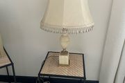 Beautiful Antique Alabaster &amp; Brass Table Lamo