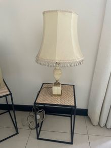 Beautiful Antique Alabaster & Brass Table Lamo