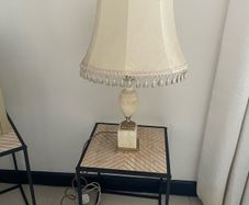 Beautiful Antique Alabaster & Brass Table Lamo