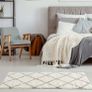 Modern Moroccan Design Rugs for Living Room, Bedroom, Hallway, 3 cm Thick Area Rugs, Diamond Ivory/Grey, 80x150cm (FREE POSTAGE) Image 5
