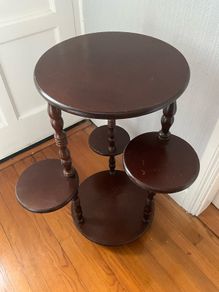 Vintage Mahogany Tiered Plant Stand