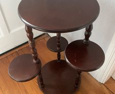 Vintage Mahogany Tiered Plant Stand