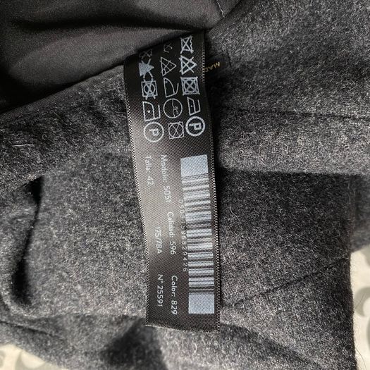 Massimo Dutti Dark Charcoal Grey Wool Wide Leg Trousers