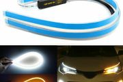 2 x 60CM Slim Amber Sequential Flexible LED DRL Turn Signal Strip For Headlight