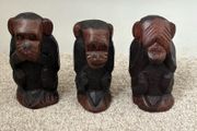 Wooden Hand Carved Three Wise Monkeys