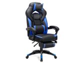 Black-Blue Gaming Chair gaming chair, office chair with footrest, desk chair, ergonomic design, adjustable headrest, lumbar support, up to 150 kg loadable, black-blue