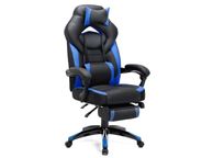 main image for ad Black-Blue Gaming Chair gaming chair, office chair with footrest, desk chair, ergonomic design, adjustable headrest, lumbar support, up to 150 kg loadable, black-blue