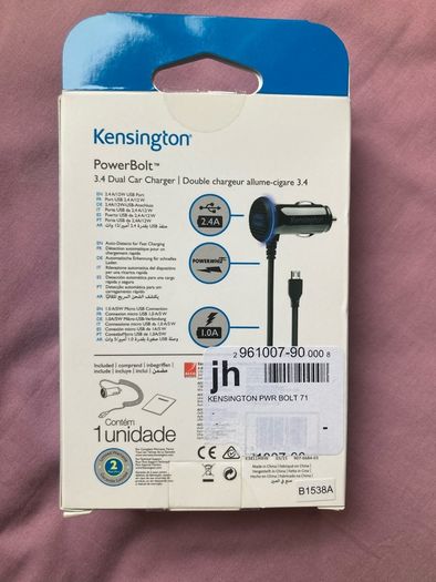 BNIB Kensington PowerBolt 3.4 Dual Fast Charge Car Charger with micro USB Cable
