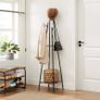_Coat Rack with 8 Hooks and 2 Shelves for Clothes, Hats and Bags, 38 x 38 x 171 cm, Industrial Design, Vintage Brown/Black Image 2
