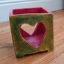 Handmade Ceramic Candle Holder - Heart Glow Design Image 7